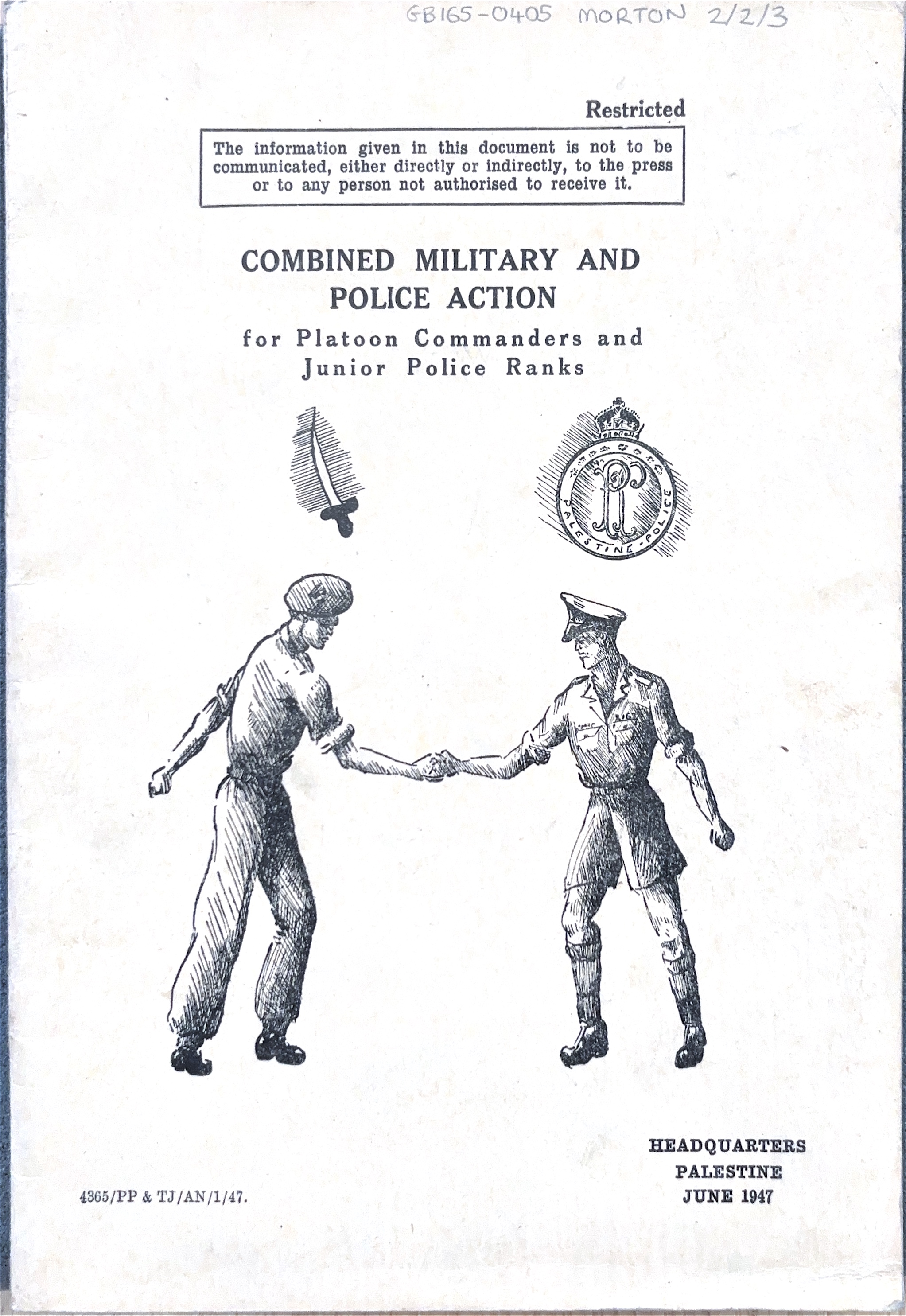 Combined Military and Police Action (1947), [Desmond Morton Collection, the Middle East Centre Archive, St Anthony's College, Oxford]