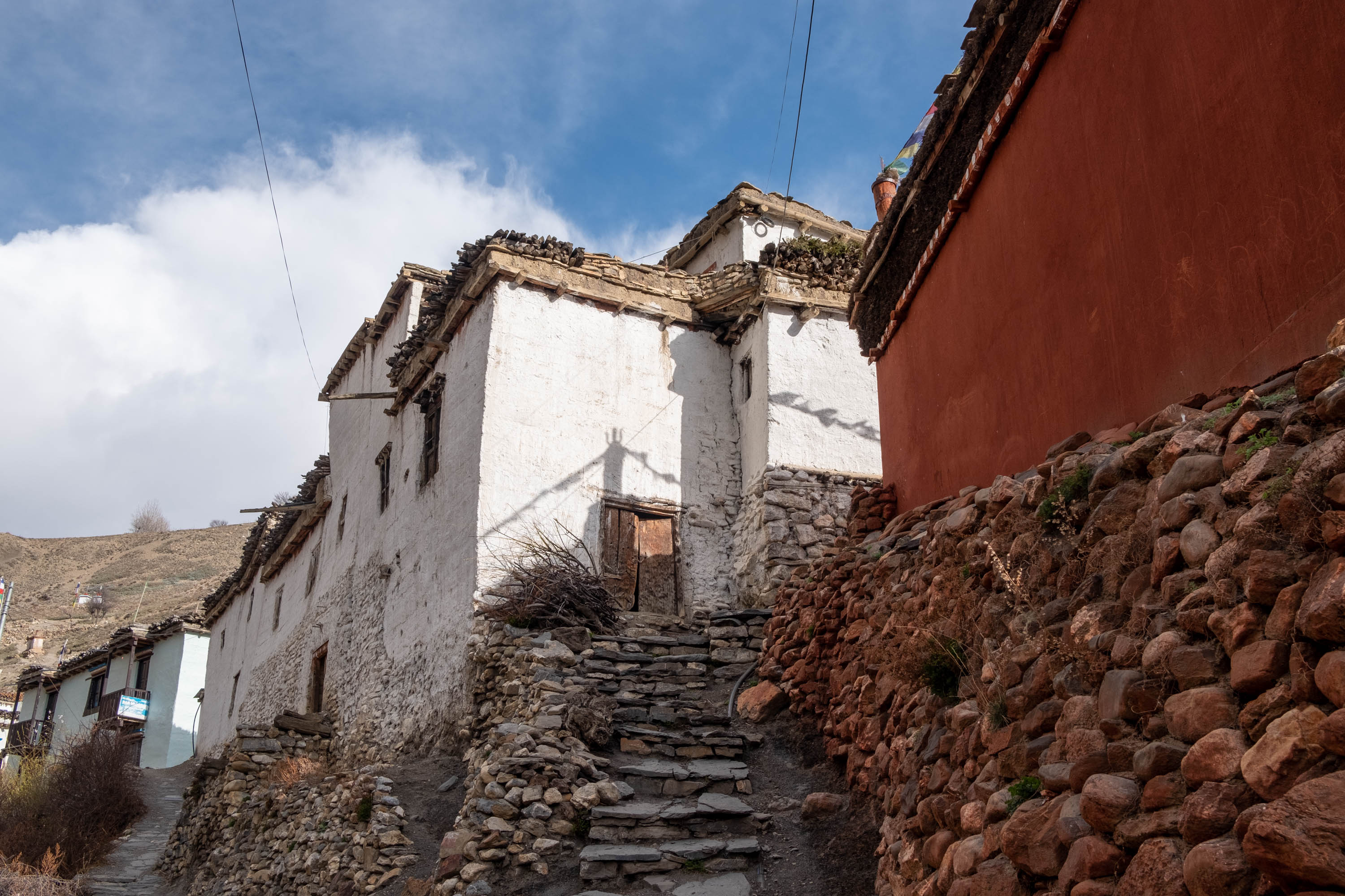 The roof of Lubra's monastery leaks because of the heavy rains [Eileen McDougall/Al Jazeera]