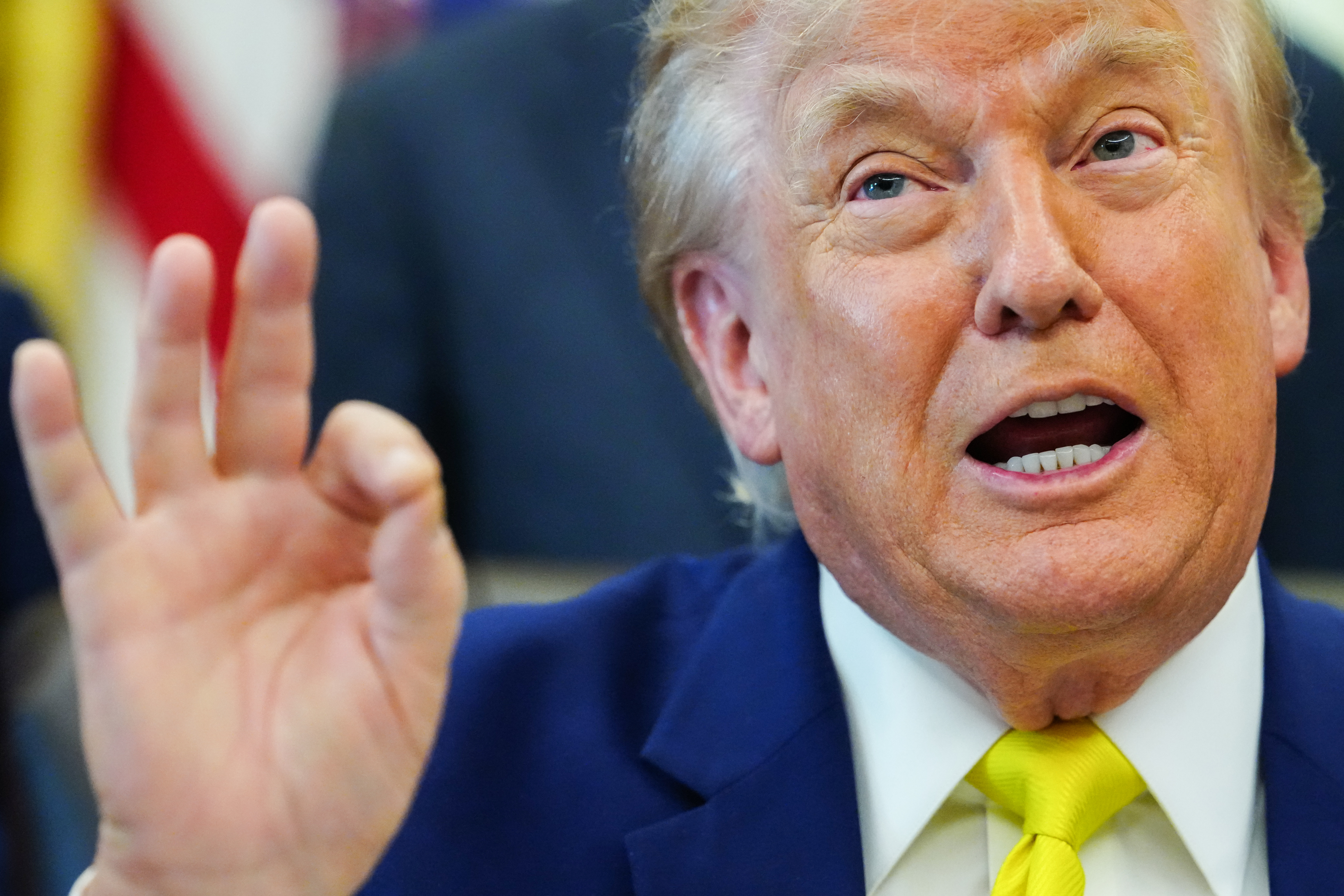 President Donald Trump speaks to reporters in the Oval Office of the White House, Thursday, June 4, 2026, in Washington. (AP Photo/Julia Demaree Nikhinson)