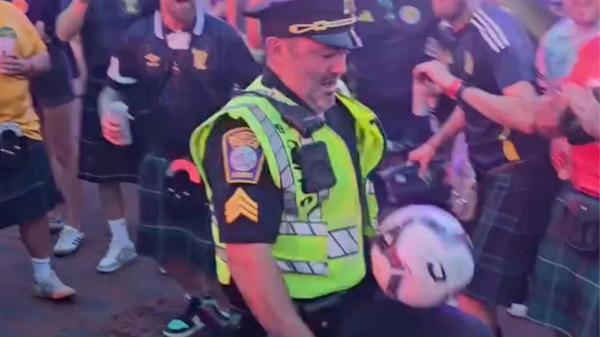 Cop juggles football at World Cup event in Boston