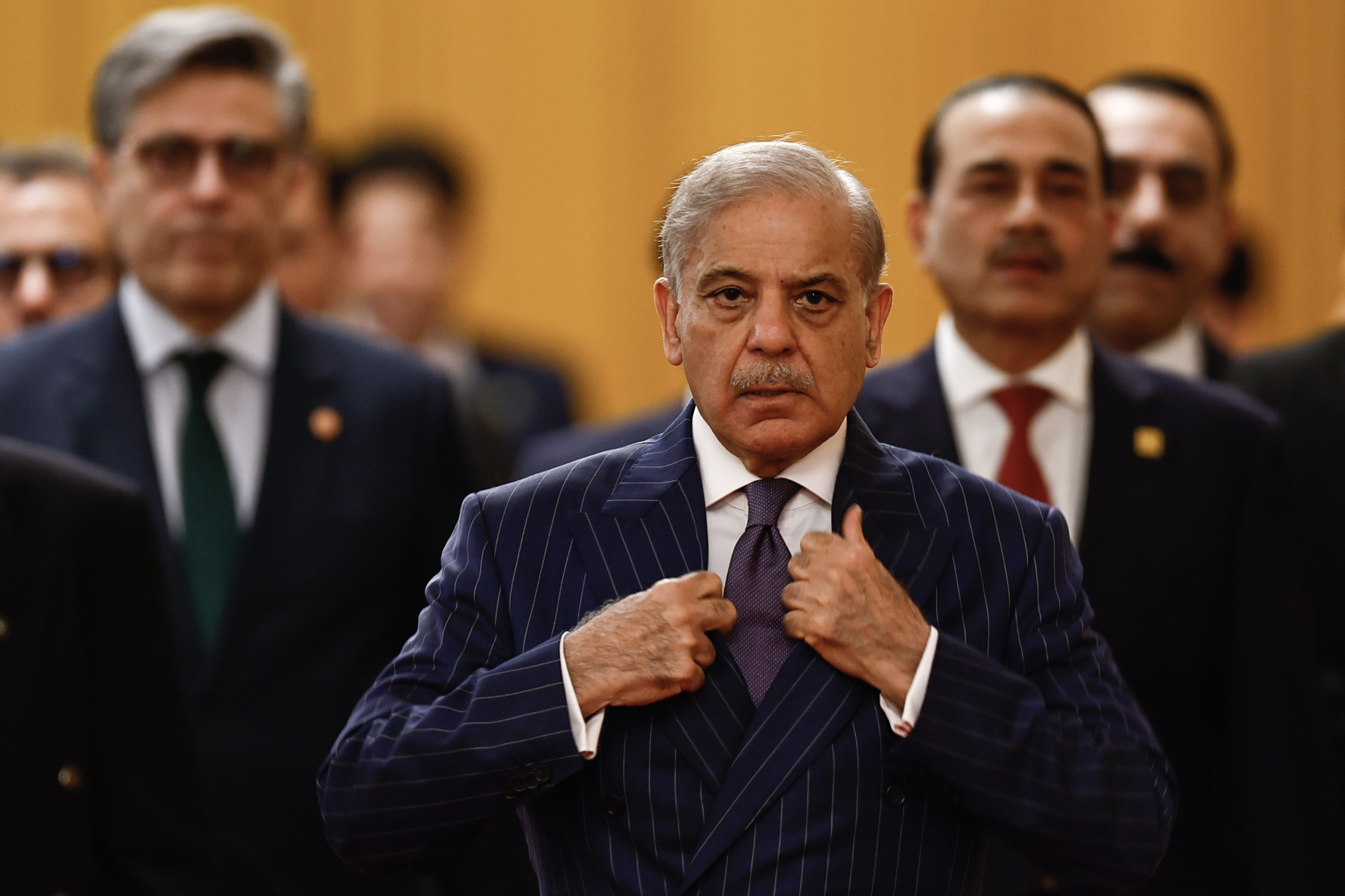 BEIJING, CHINA - MAY 25: Pakistan's Prime Minister Shehbaz Sharif arrives for a meeting with Chinese President Xi Jinping at the Great Hall of the People on May 25, 2026 in Beijing, China. (Photo by Tingshu Wang - Pool/Getty Images)