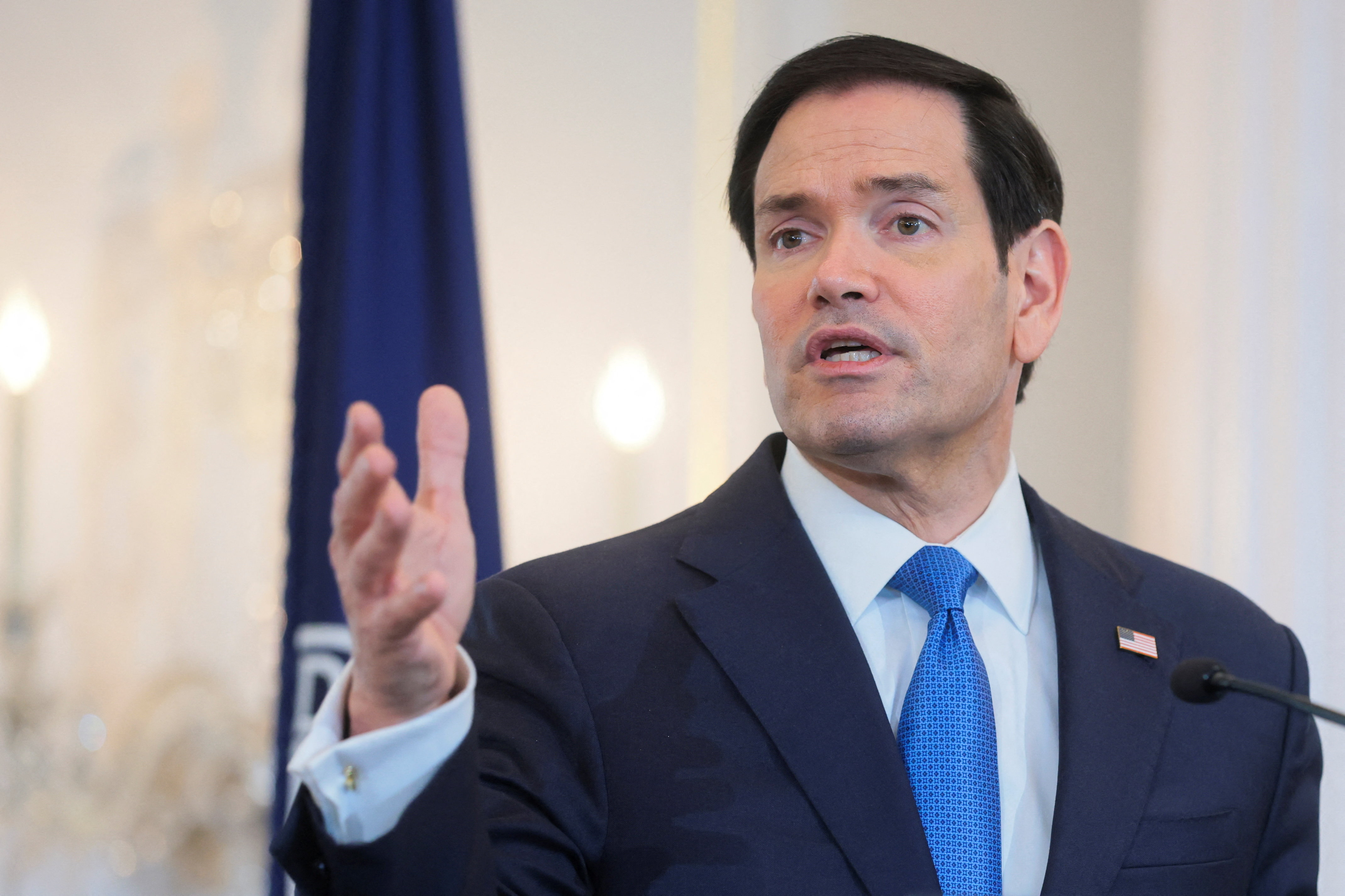 U.S. Secretary of State Marco Rubio delivers remarks before signing a memorandum of understanding with UFC CEO Dana White (not pictured), at a reception at the State Department in Washington, D.C., U.S., June 11, 2026. REUTERS/Jonathan Ernst