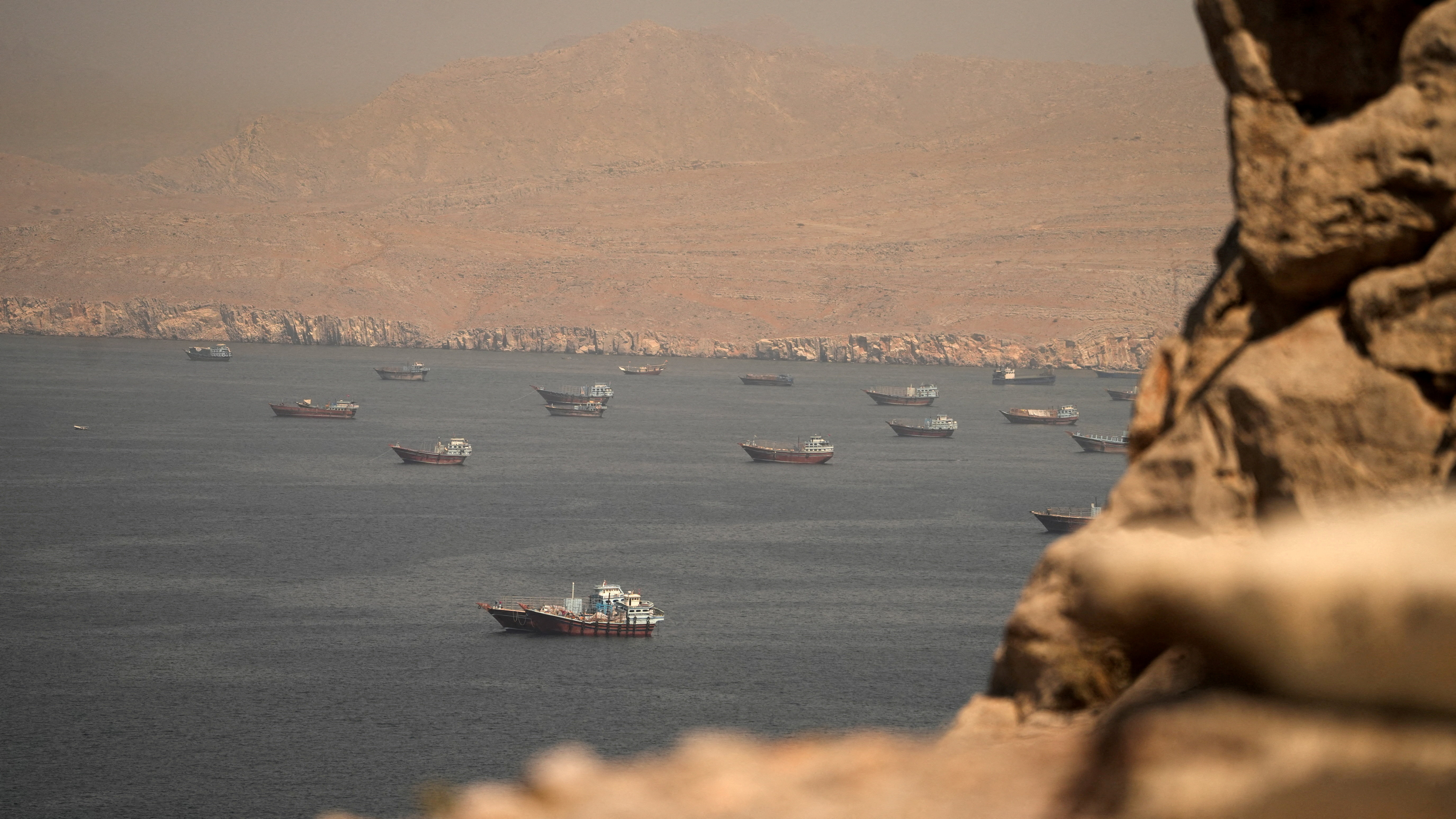 Vessels at the Strait of Hormuz, as seen from Musandam, Oman, on June 18, 2026 [Reuters]