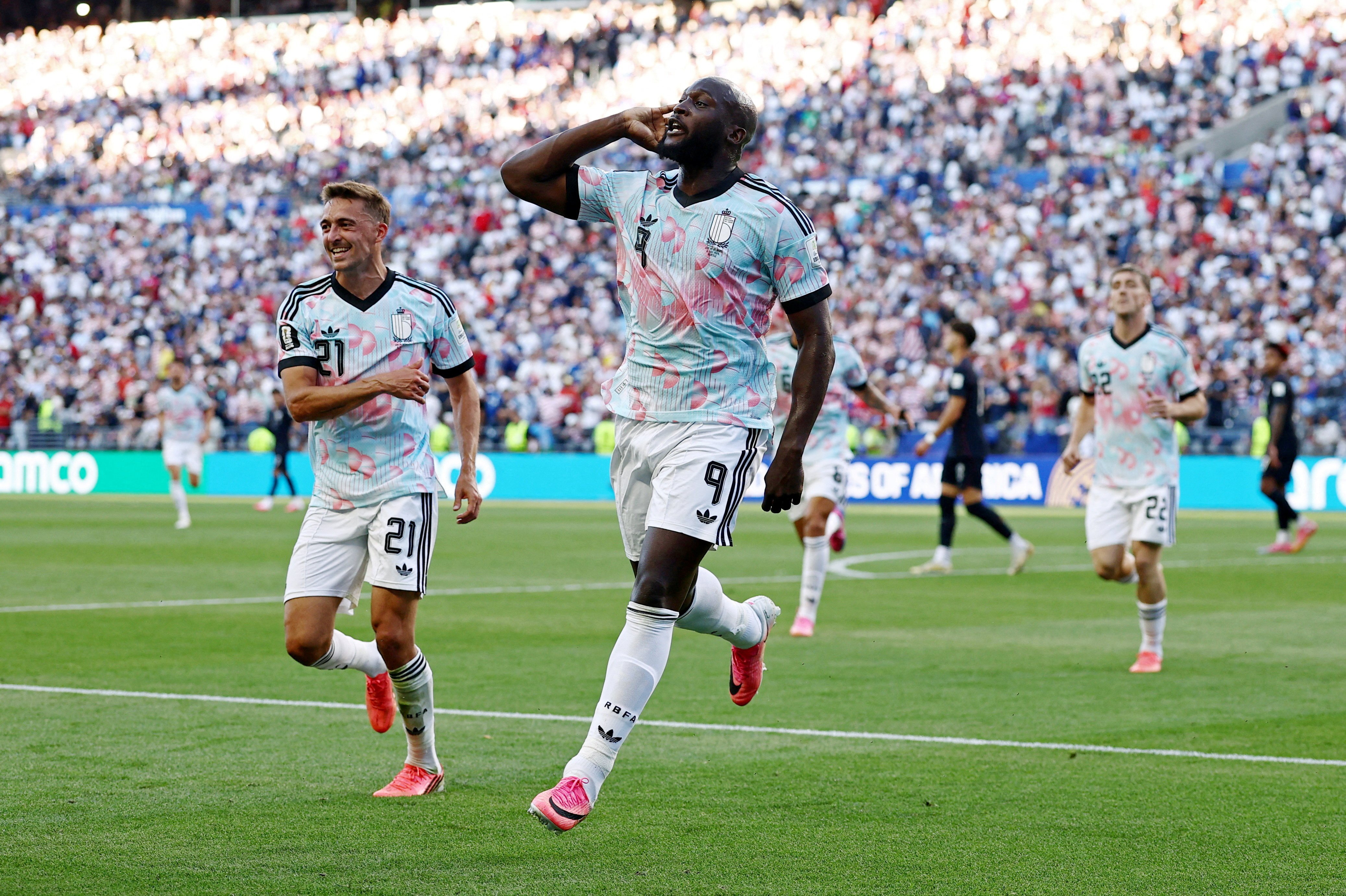 Soccer Football - FIFA World Cup 2026 - Round of 16 - United States v Belgium - Seattle Stadium, Seattle, Washington, U.S. - July 6, 2026 Belgium's Romelu Lukaku celebrates scoring their fourth goal REUTERS/Lee Smith TPX IMAGES OF THE DAY