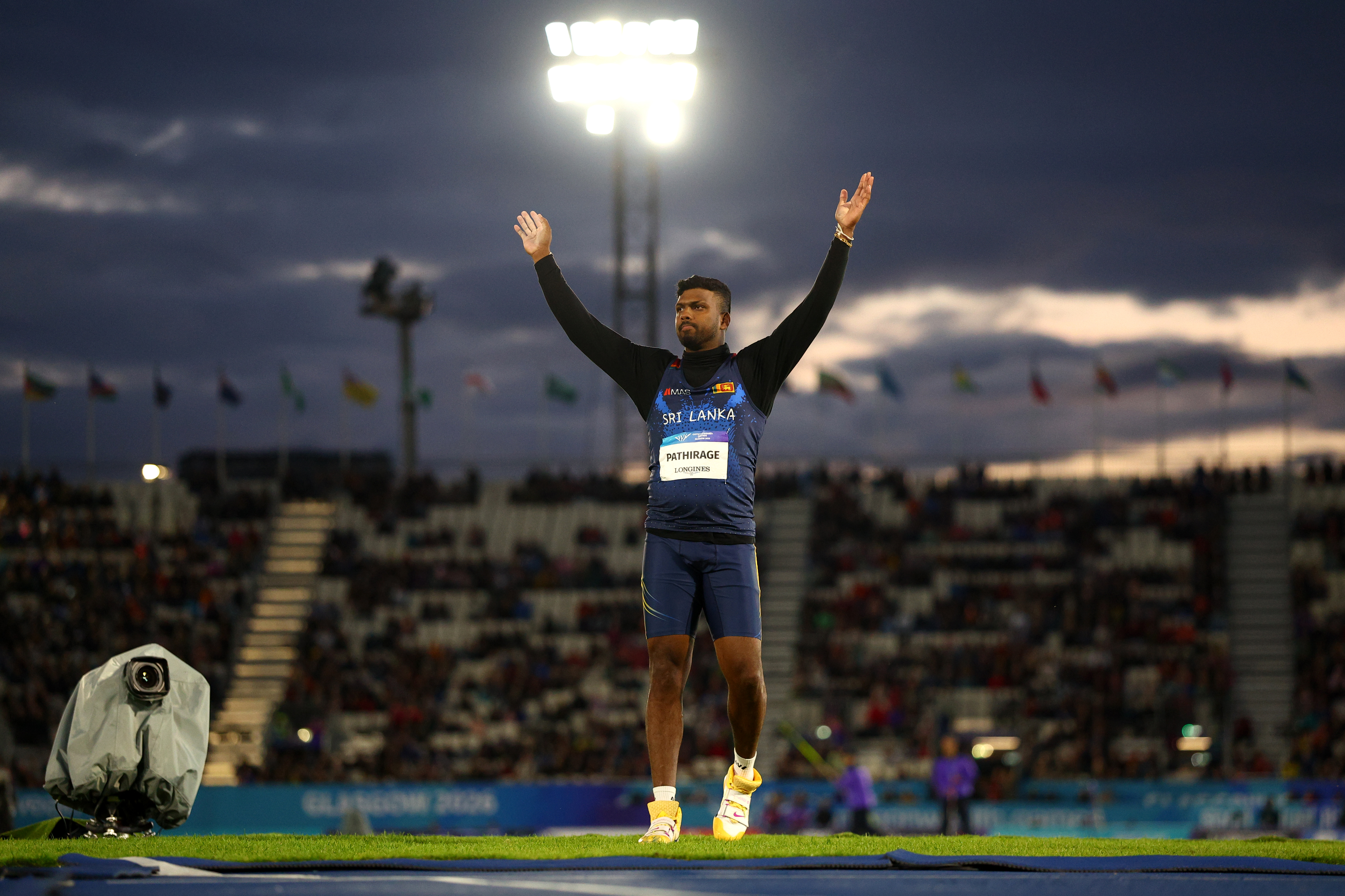 Sri Lanka's Rumesh Pathirage celebrates