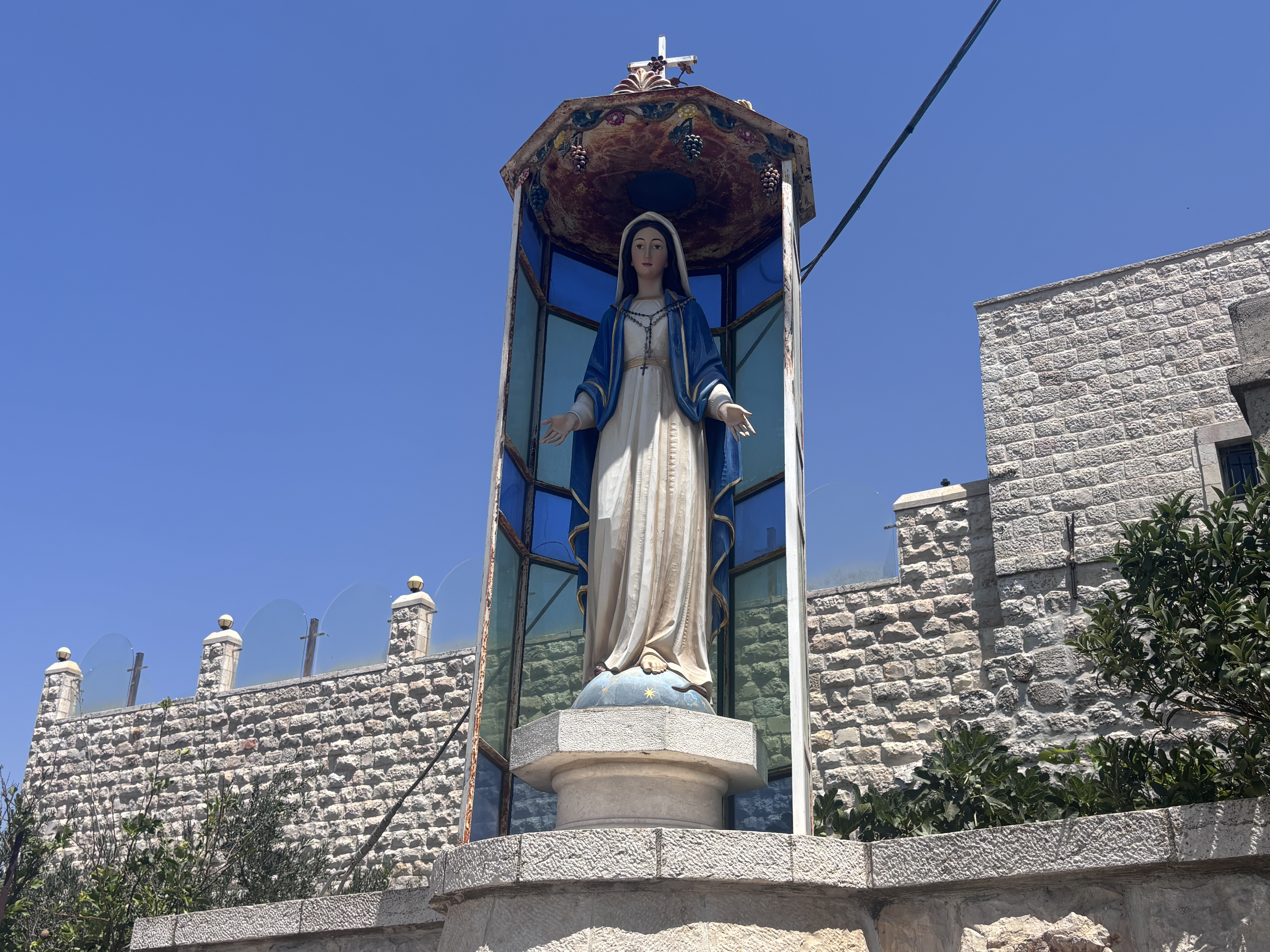 Statue of Mother Mary along streets of Taybeh