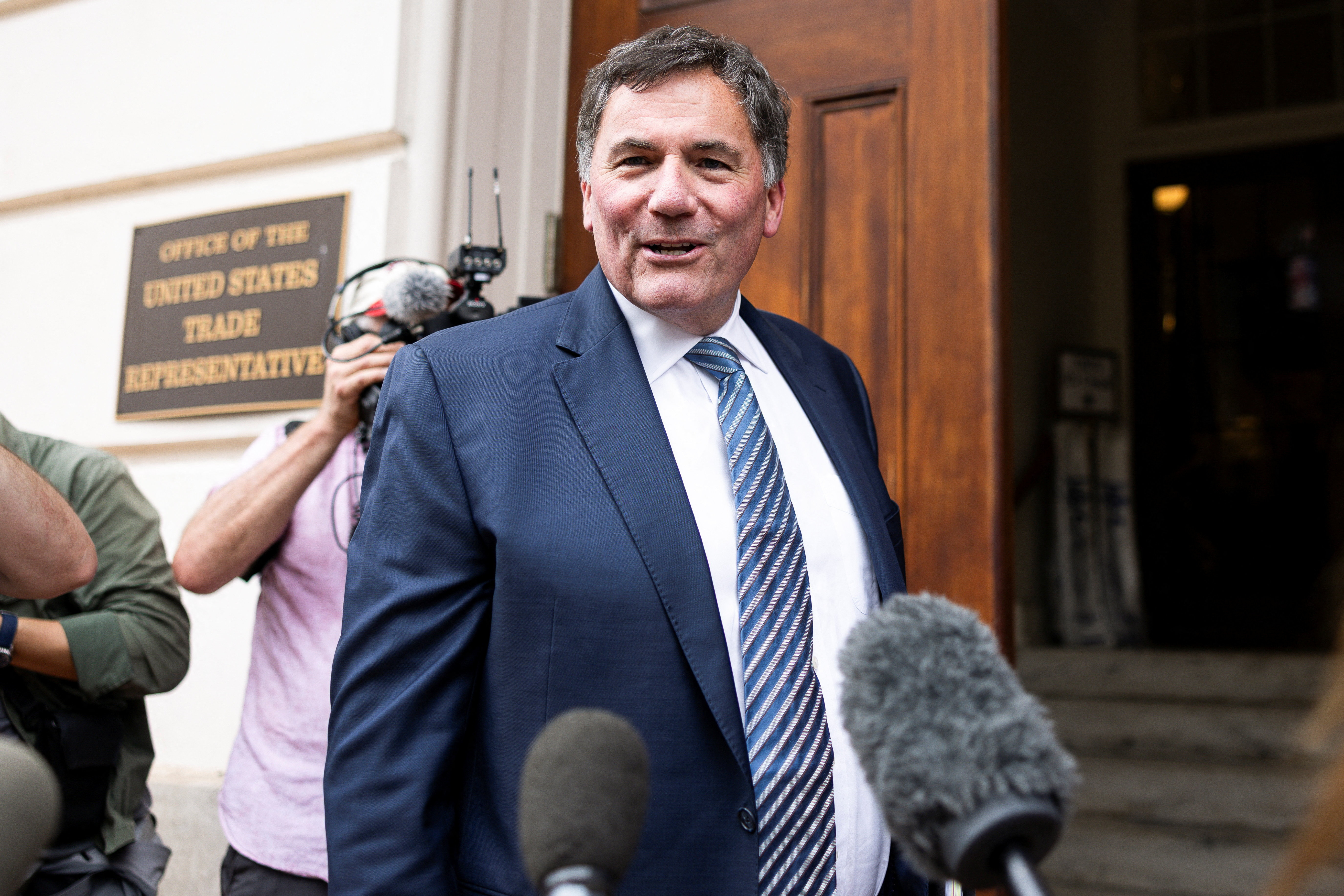 Dominic LeBlanc, the Canadian minister responsible for Canada-U.S. relations, arrives for a meeting with United States Trade Representative Jamieson Greer at the USTR's offices in Washington, D.C., U.S., August 20, 2026. REUTERS/Tierney L. Cross