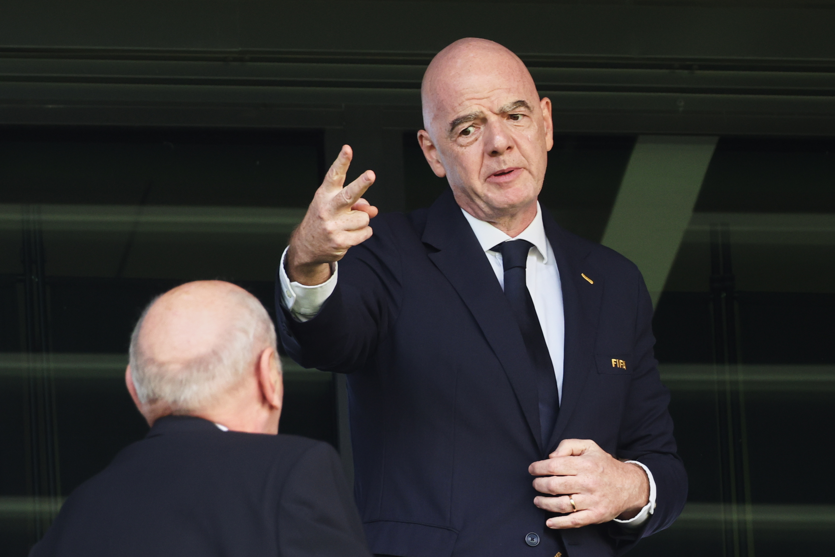 FIFA President Gianni Infantino gestures.