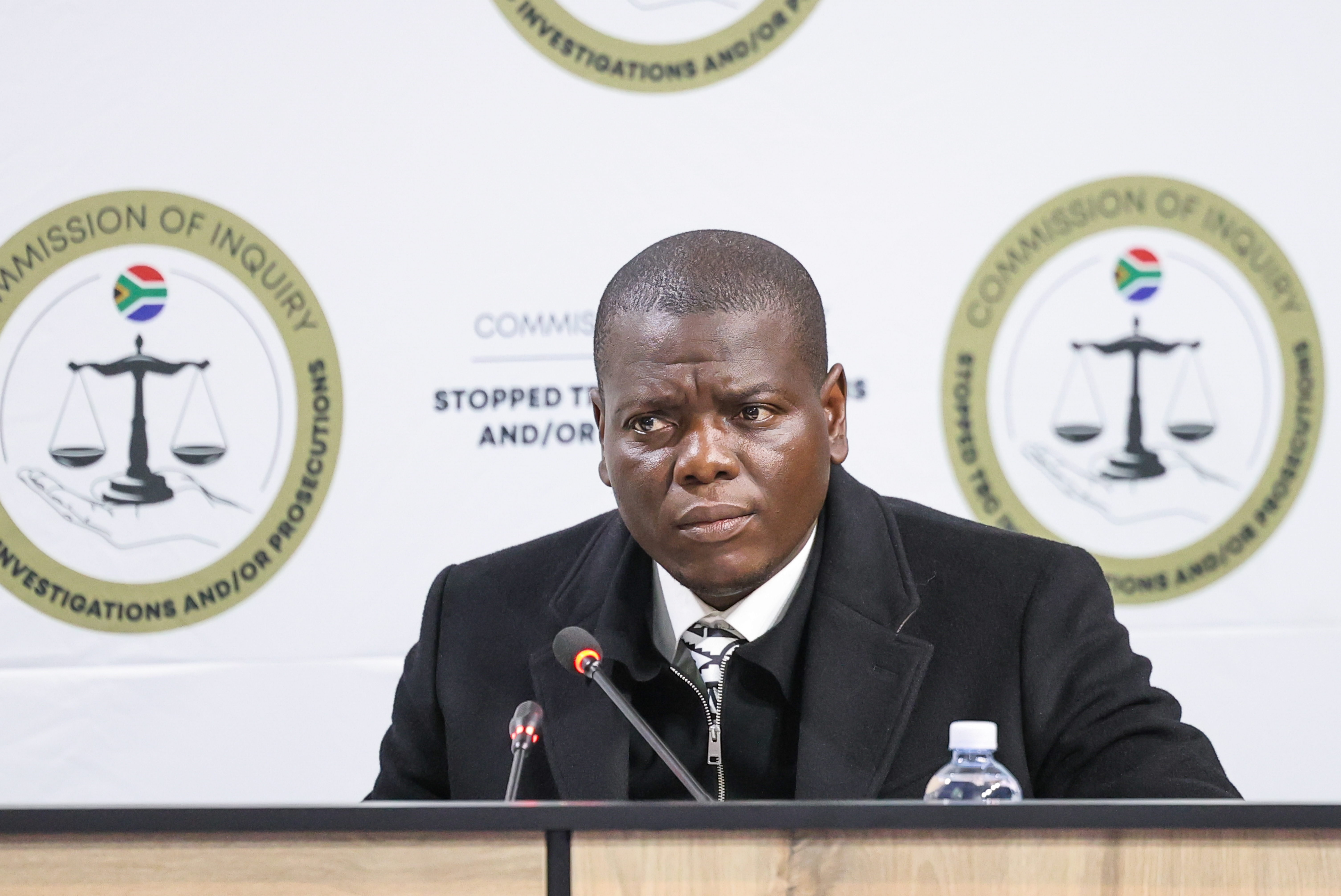 Minister Ronald Lamola testifies at the Khampepe Commission Of Inquiry at Sci-Bono Discovery Centre on August 11, 2026 in Johannesburg,