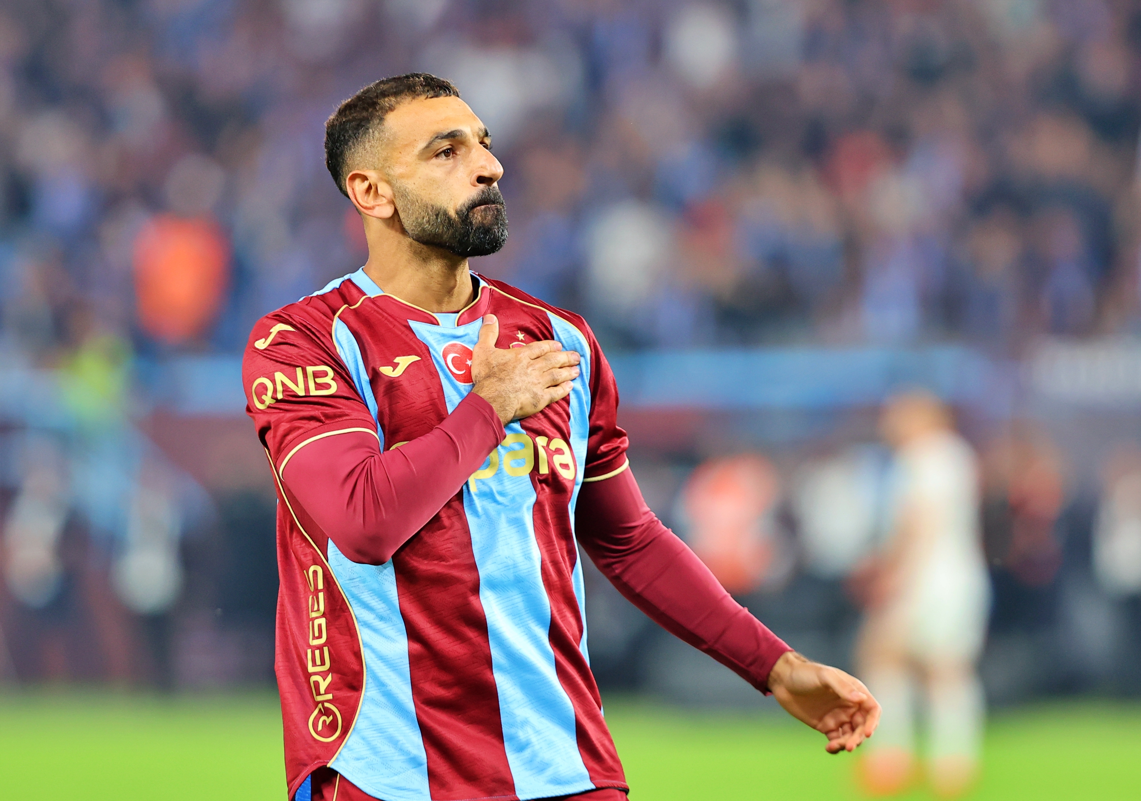 TRABZON, TURKIYE - SEPTEMBER 19: Muhammed Salah of Trabzonspor celebrates after scoring a goal during the Turkish Super Lig Week 6 match between Trabzonspor and Galatasaray at Papara Park in Trabzon, Turkiye on September 19, 2026. (Photo by Hamza Onder Kuloglu/Anadolu via Getty Images)