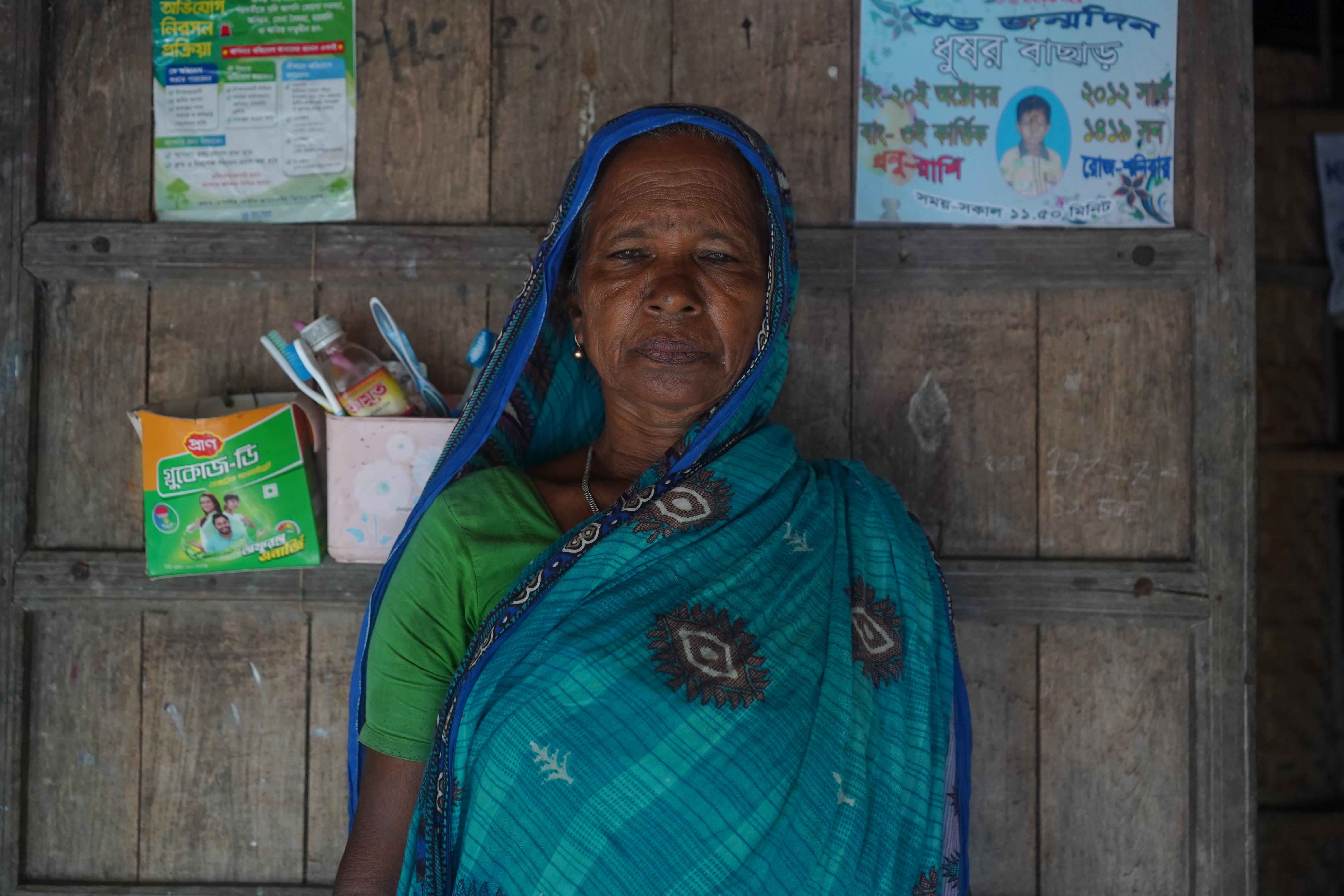 Mamata Bachar, 59, at her home in Koyra. She says she sought help from kabiraj Provat Sarder