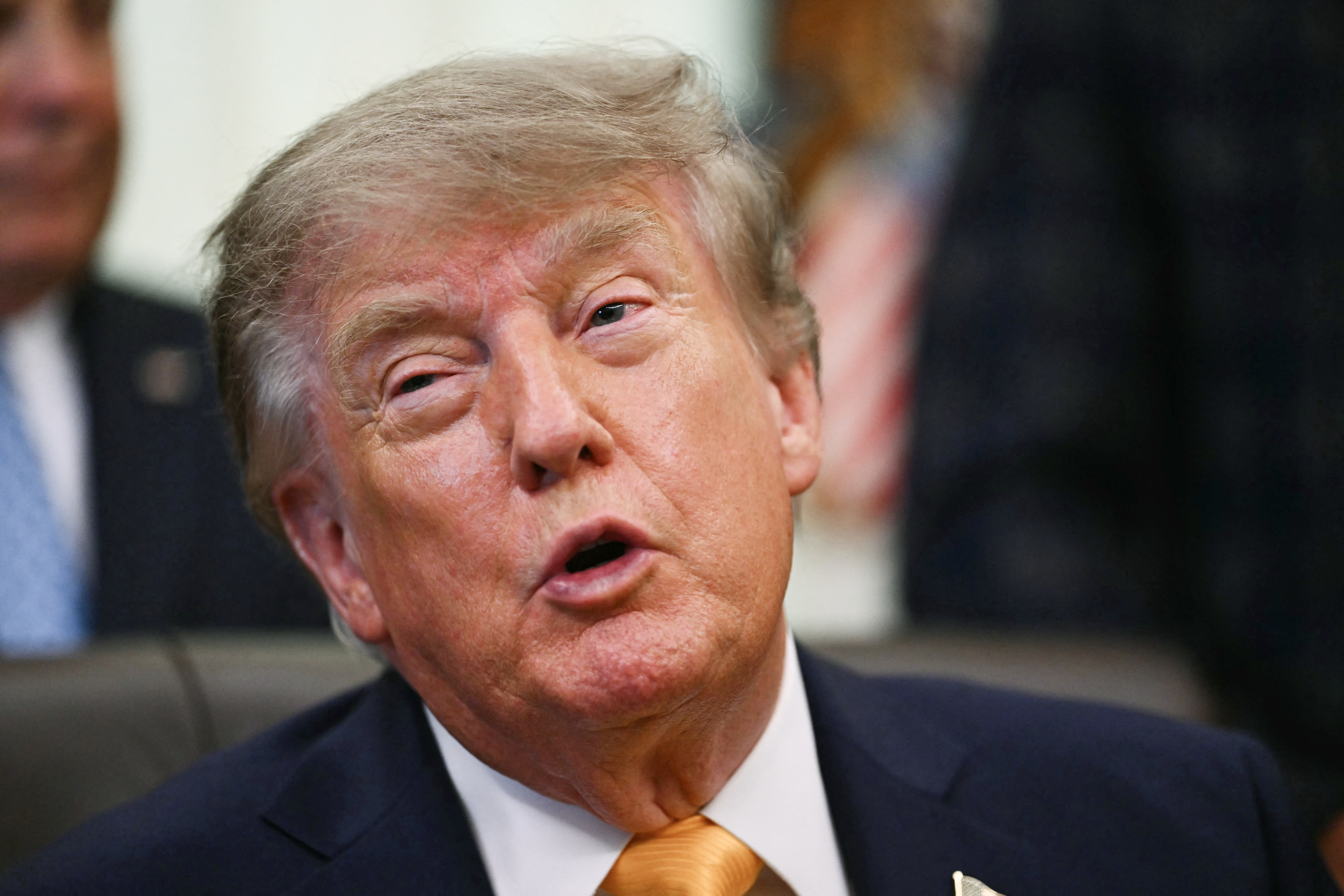 US President Donald Trump speaks before signing executive orders releated to beef processing and cattle ranchers, in the Oval Office of the White House in Washington, DC, on September 4, 2026. (Photo by Kent NISHIMURA / AFP)