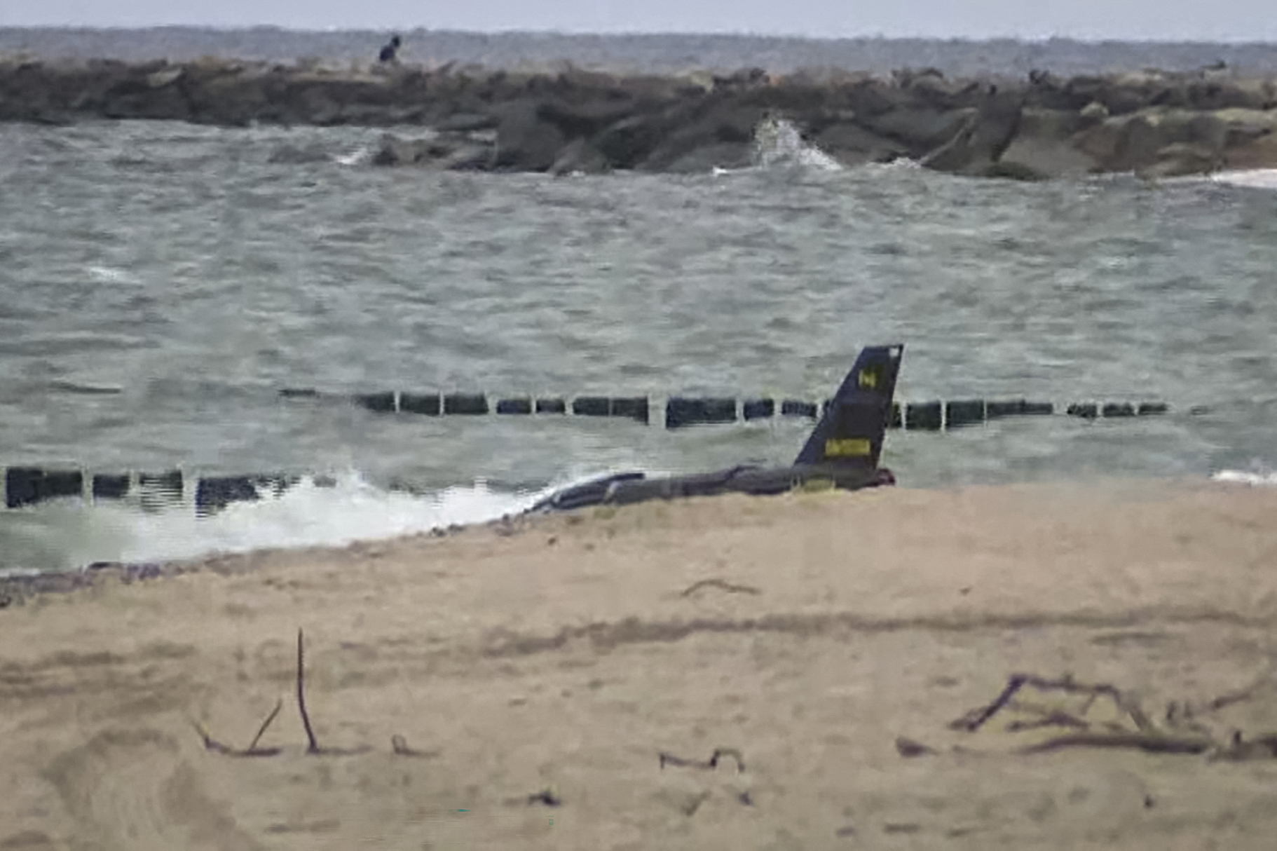 This screen grab taken from video footage released by the TVN channel and made available via AFPTV on September 14, 2026 shows a suspected Russian military drone that has been recovered from the Baltic Sea off Poland’s coast near the village of Rusinowo, a small holiday village close to Jarosławiec in the northwestern part of the country.