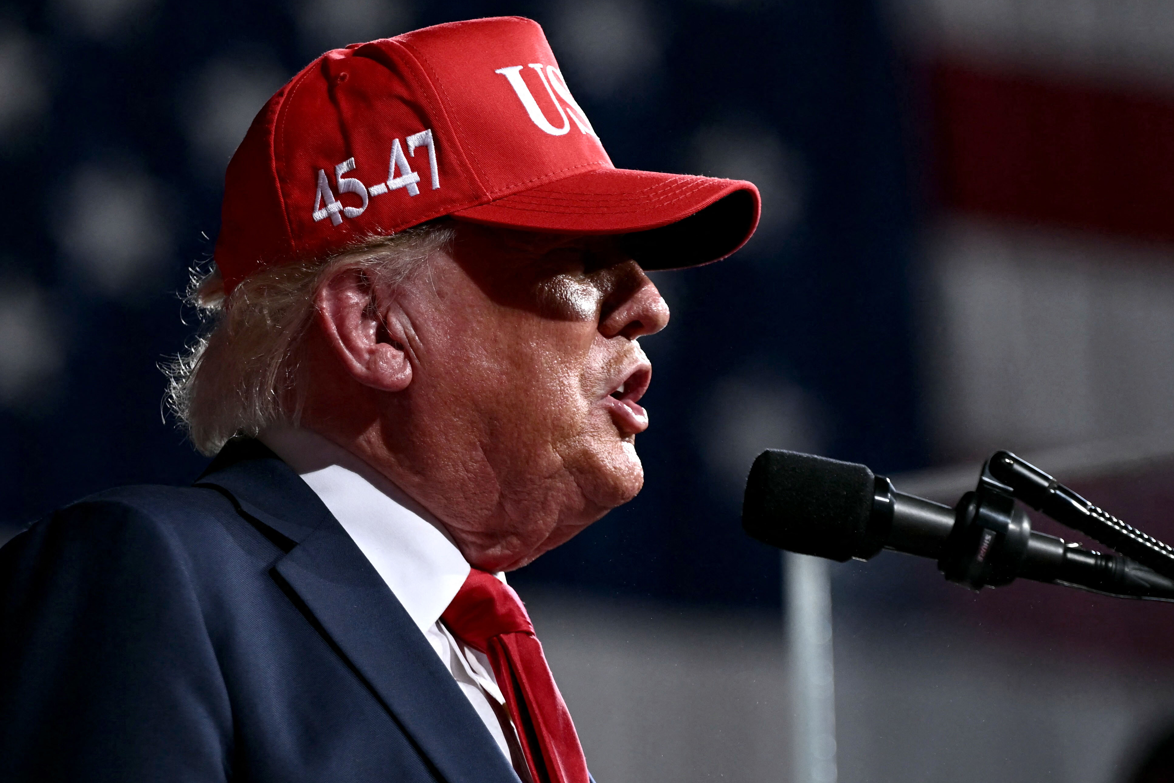 US President Donald Trump speaks at a rally at Gastonia Municipal Airport in Gastonia, North Carolina, on September 16, 2026.