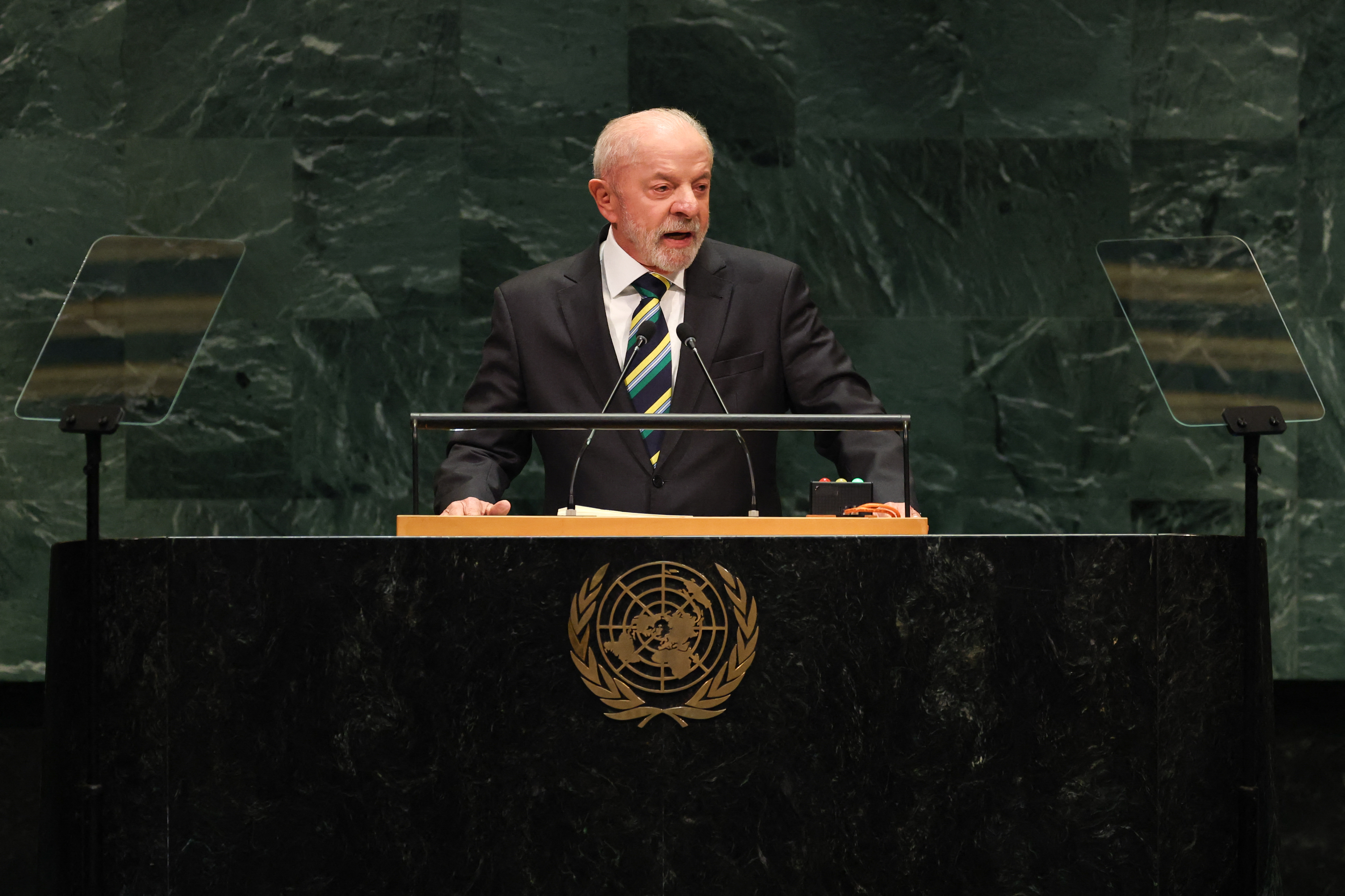 Brazil's President Luiz Inacio Lula da Silva speaks during the 81st United Nations General Assembly at the United Nations Headquarters in New York, on September 22, 2026. (Photo by TIMOTHY A. CLARY / AFP)