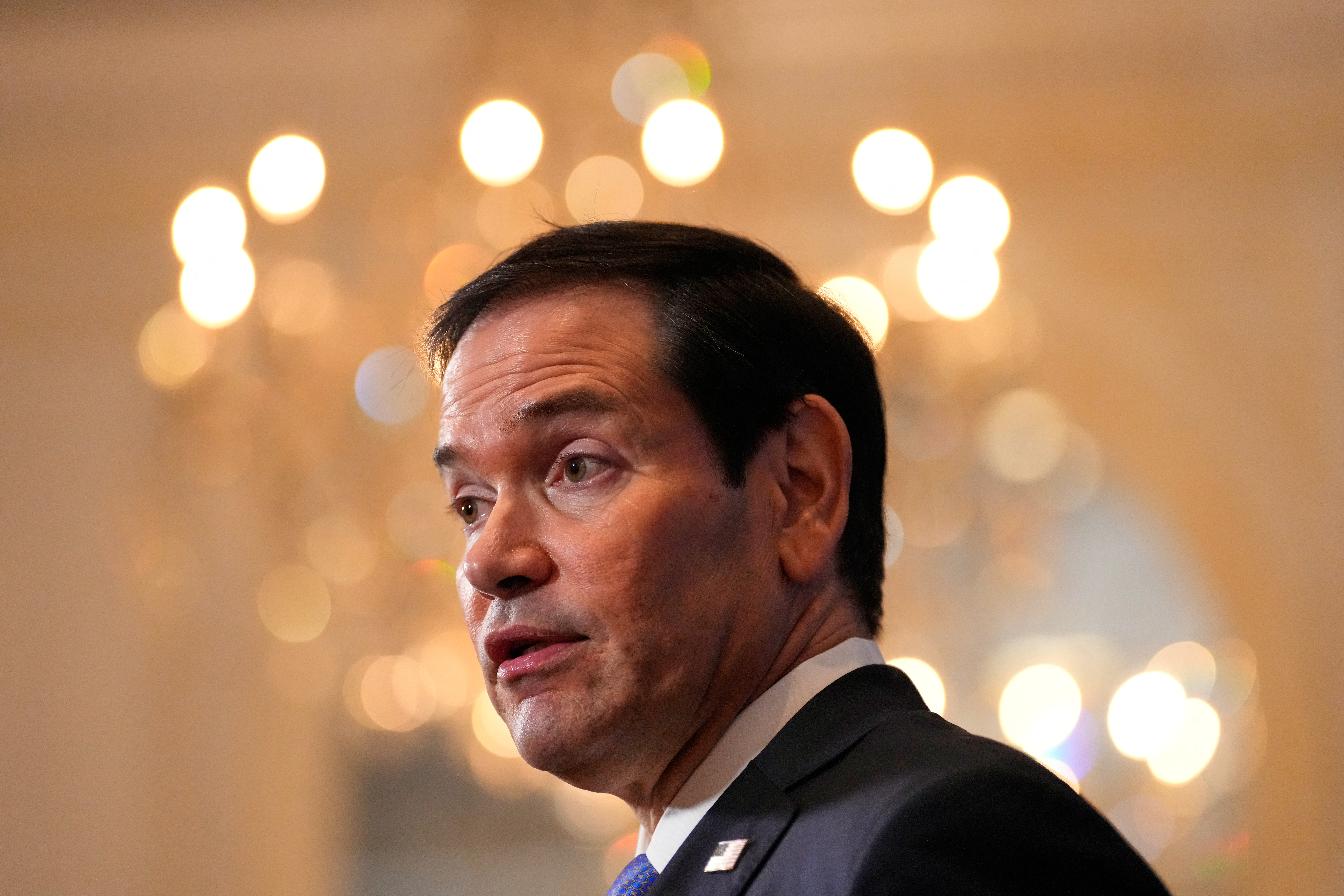 US Secretary of State Marco Rubio speaks during a press gaggle after meeting with Russian Foreign Minister Sergey Lavrov on the sidelines of the 81st United Nations General Assembly in New York, on September 23, 2026. (Photo by Yuki Iwamura / POOL / AFP)