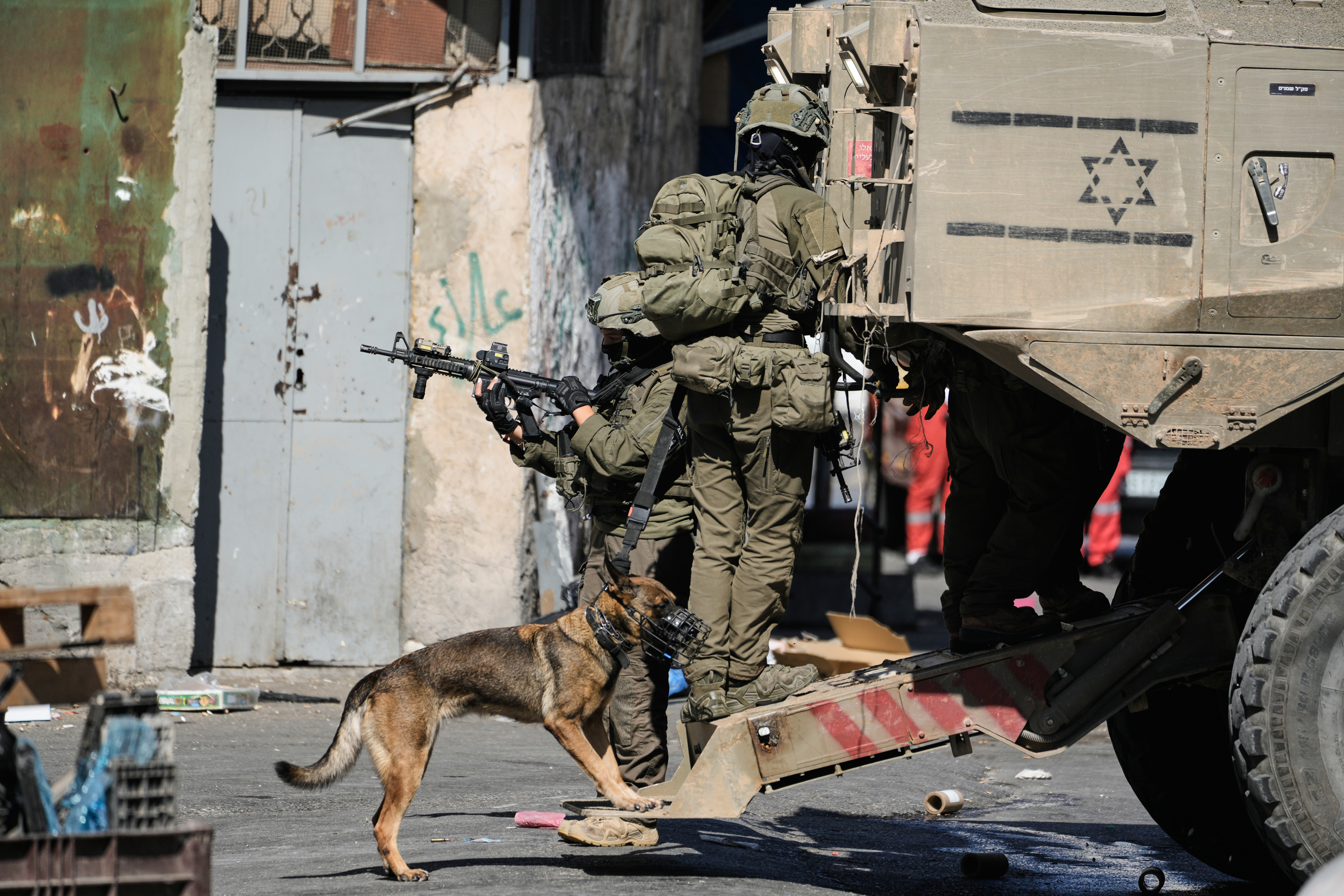 Israeli soldiers are seen during an army raid in the West Bank refugee camp of Al-Ain, near Nablus, Thursday, Sept. 17, 2026. (AP Photo/Majdi Mohammed)