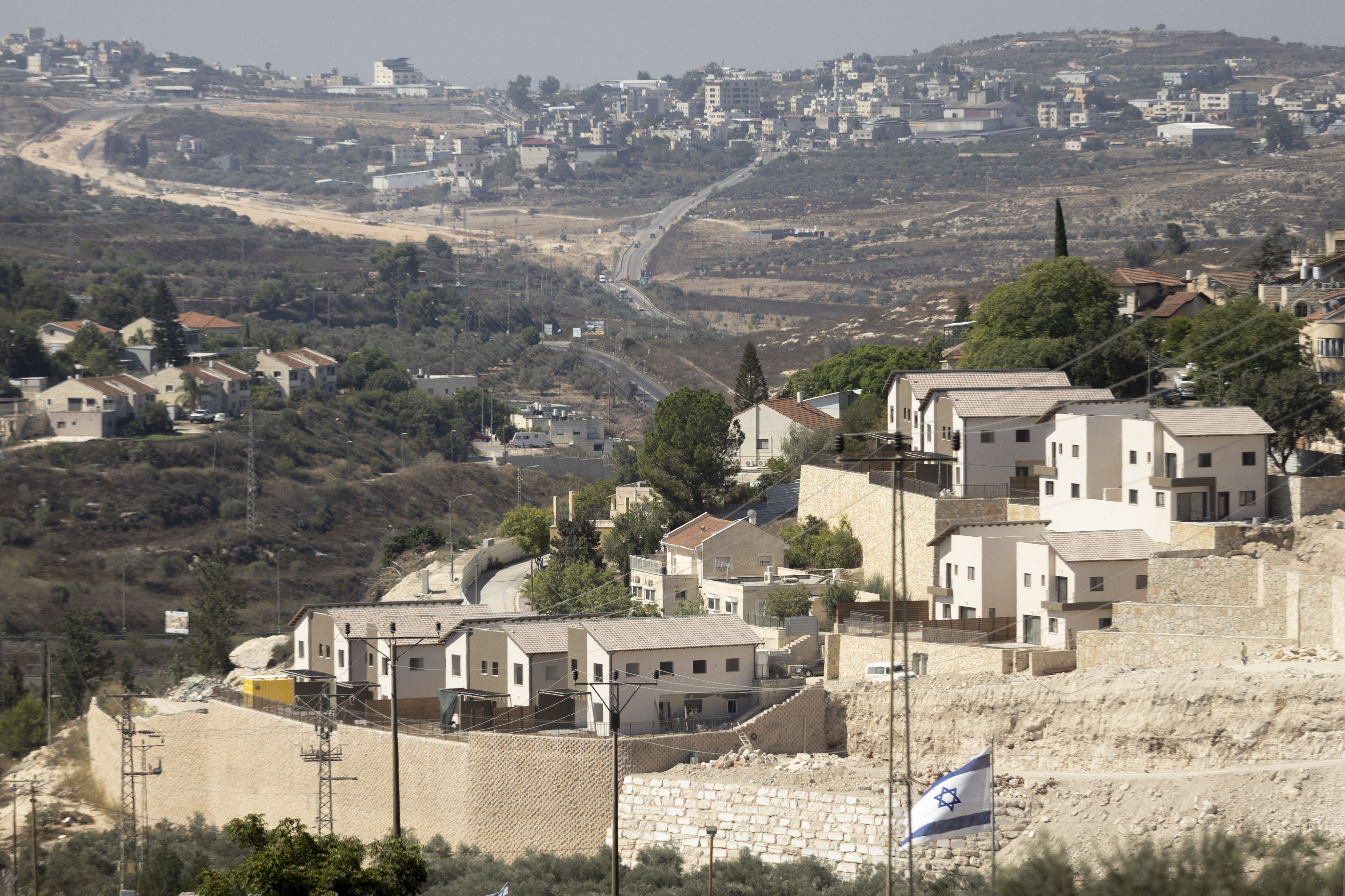KEDUMIM, WEST BANK - SEPTEMBER 8: A view over the Jewish settlement of Kedumim, in the West Bank on September 8, 2026 in Kedumim, West Bank. The UK government implements a comprehensive trade ban and targeted sanctions on goods and services from the illegal Israeli settlements in the occupied West Bank. (Photo by Amir Levy/Getty Images)