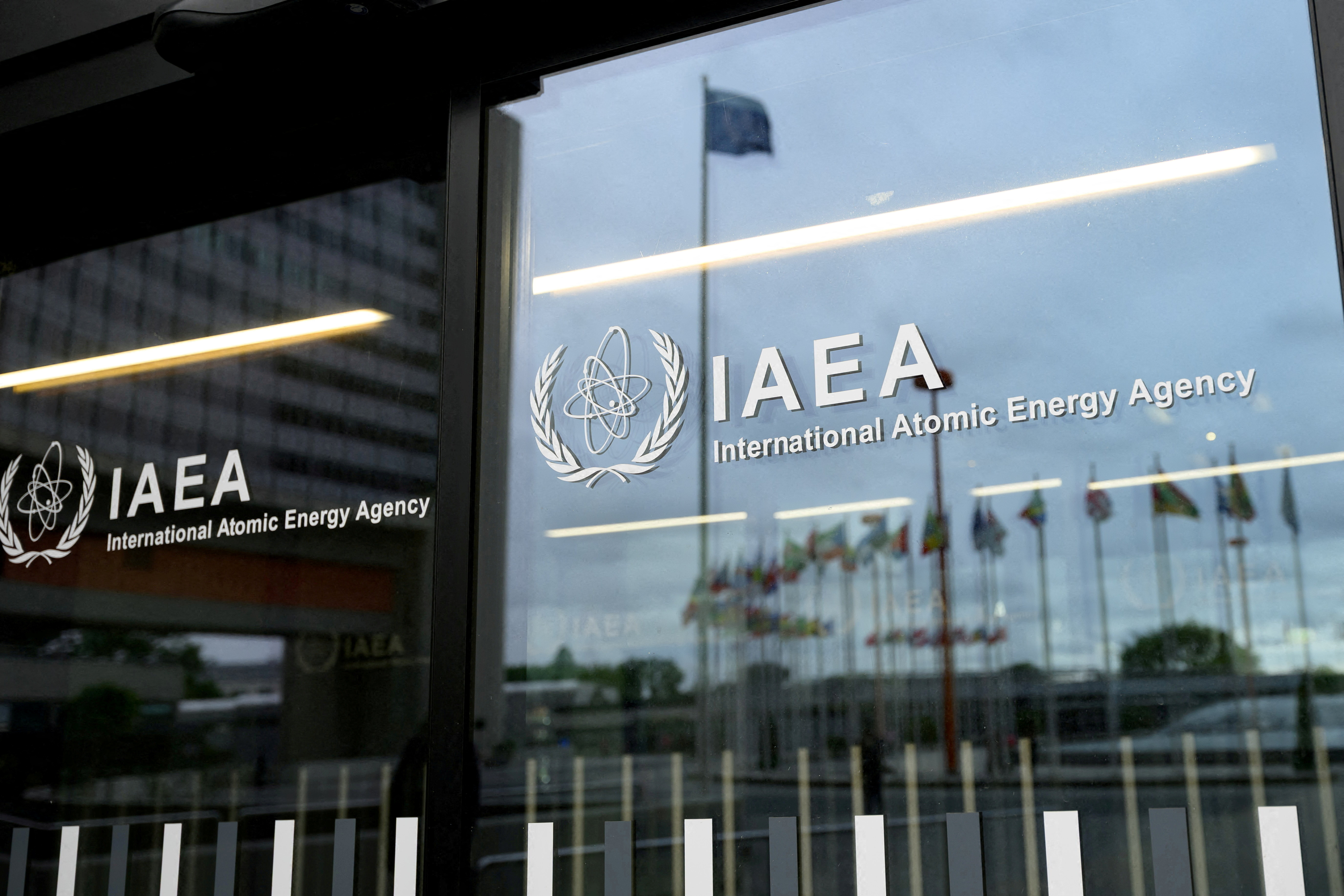 FILE PHOTO: The IAEA logo is displayed in front of the agency’s headquarters in Vienna, Austria, June 5, 2026. REUTERS/Elisabeth Mandl/File Photo