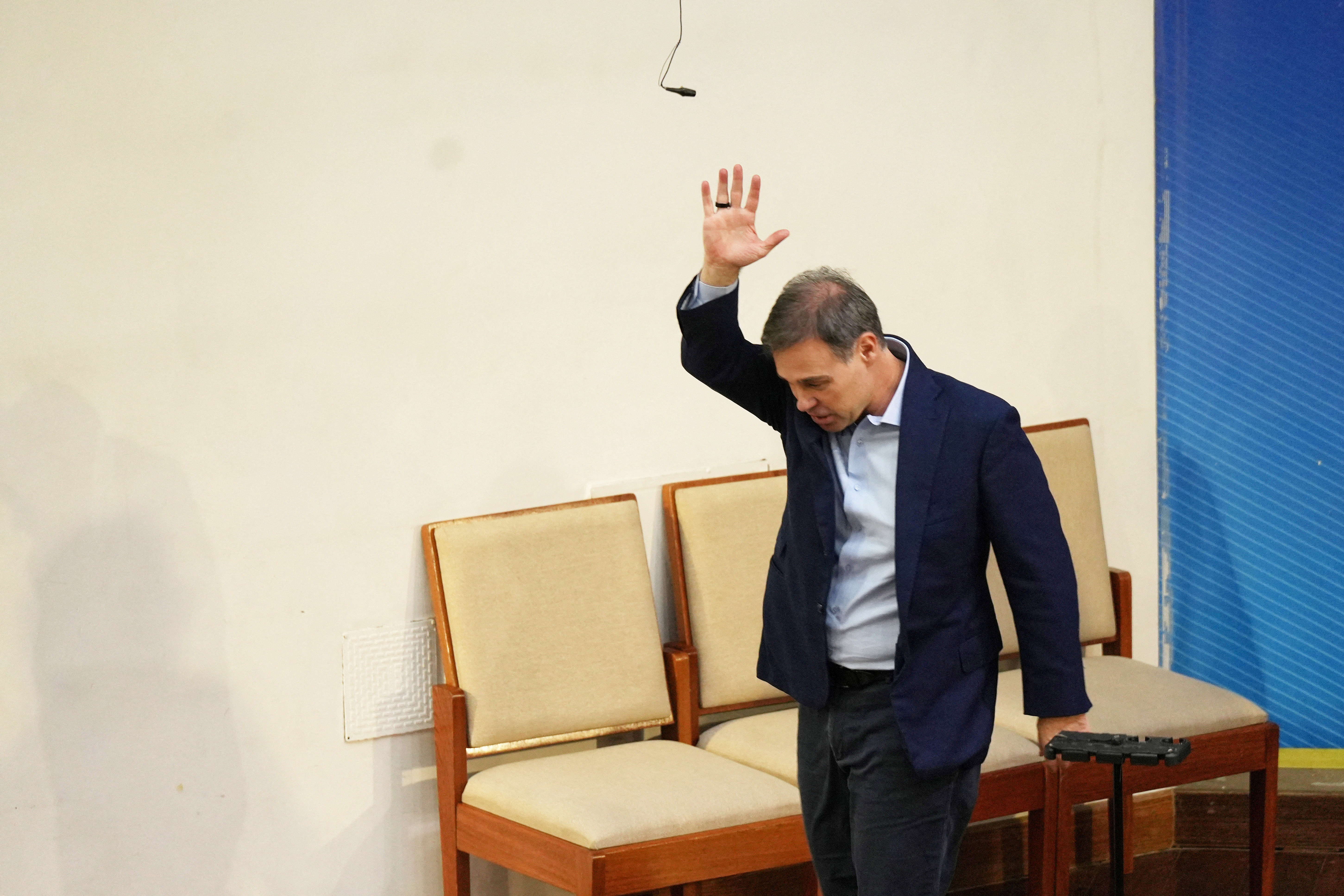 Brazil's pastor and only openly evangelical Supreme Court Justice, Andre Mendonca, leaves the pulpit after delivering a sermon at a Presbyterian Church in Sao Paulo, Brazil, August 29, 2026. REUTERS/Alexandre Meneghini