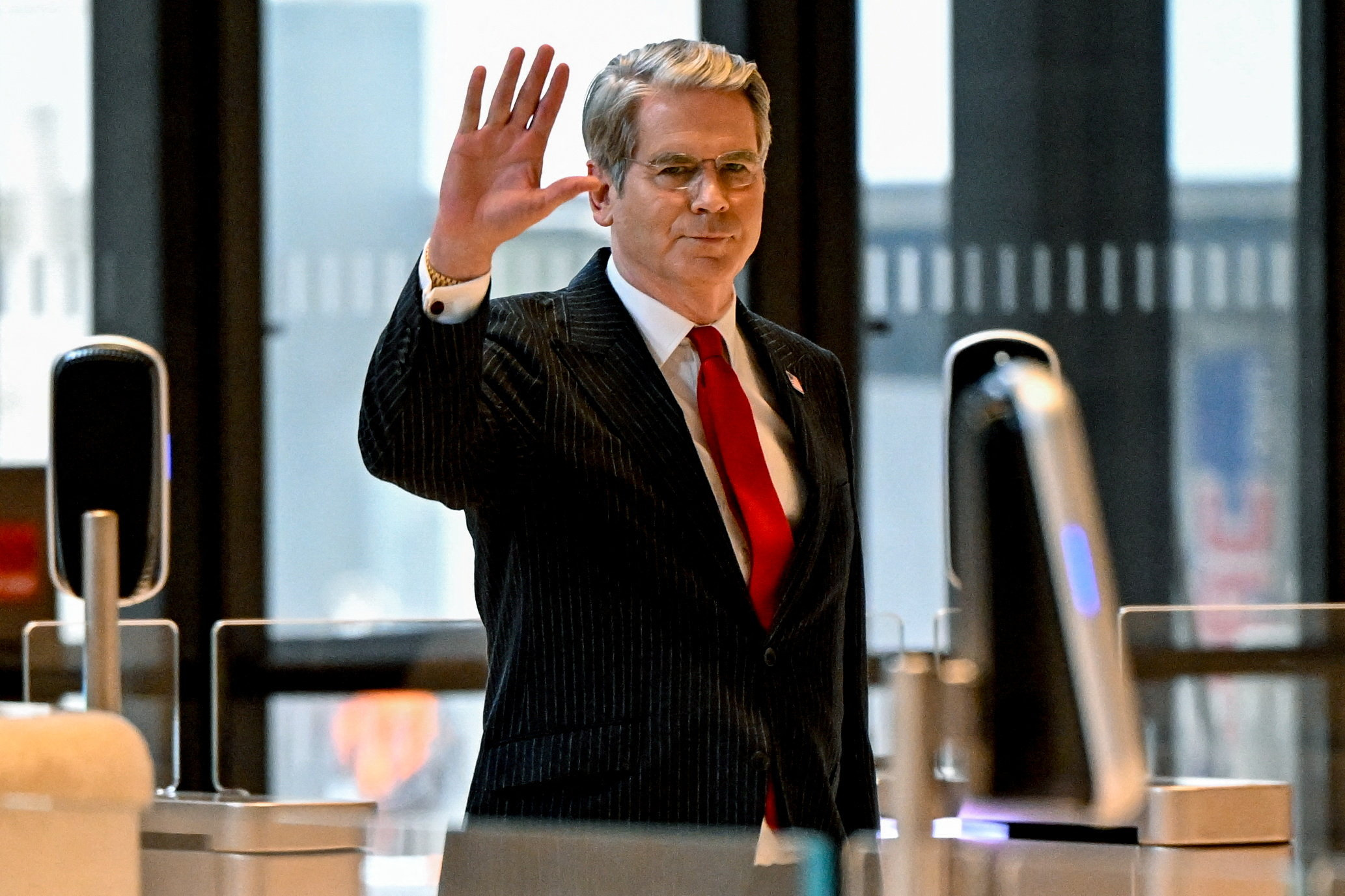 US Treasury Secretary Scott Bessent arrives at JPMorgan Chase headquarters in New York