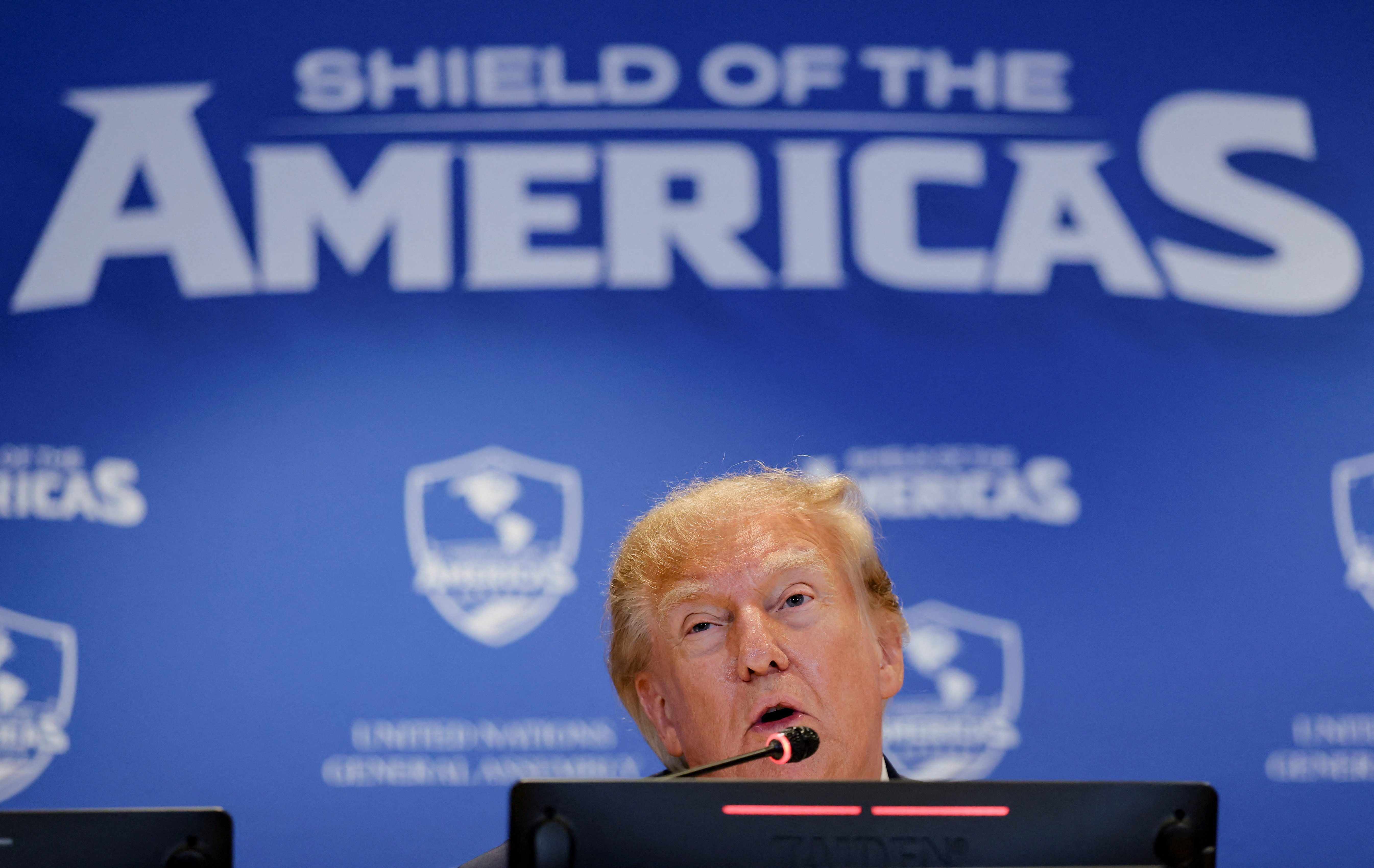 US President Donald Trump participates in a Shield of the Americas event on the sidelines of the 81st United Nations General Assembly (UNGA) in New York City, US, September 22, 2026. REUTERS/Kylie Cooper